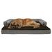 FurHaven Pet Products Plush & Decor Comfy Couch Cooling Gel Top Short Sided Sofa Pet Bed for Dogs & Cats - Diamond Brown Jumbo Plus