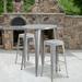 Emma + Oliver Commercial 30 Round Silver Metal Bar Table Set-2 Square Seat Backless Stools