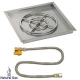 American Fireglass 24 in. Square Stainless Steel Drop-In Pan with Match Light Kit - Natural Gas