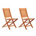 Amazonia Milano 2-Piece Patio Folding Chairs | Eucalyptus Wood | Ideal for Outdoors and Indoors Brown