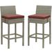 Modway Conduit Bar Stool Outdoor Patio Wicker Rattan Set of 2 in Light Gray Currant