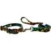 Dog Leash Set - Patterned Dog Collar Set Matching Dog Collar and Lead Made in The USA - 3/4 Inch Wide Adjusts to 11.5-17.5 Inches Medium Rainbow Paws