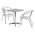 Bowery Hill 3 Piece Stainless Steel Square Patio Bistro Set in Aluminum Silver