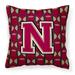 Letter N Football Garnet and Gold Fabric Decorative Pillow