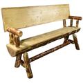 Glacier Country Collection Half Log Bench w/ Back & Arms Exterior Stain Finish 5 Foot