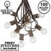 100 Foot G30 Outdoor Patio String Lights with 125 Clear Globe Bulbs â€“ Indoor Outdoor String Lights â€“ Market Bistro CafÃ© Hanging String Lights â€“ C7/E12 Base - Brown Wire