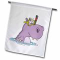 3dRose Funny Cute Snorkeling Swimming Hippo - Garden Flag 18 by 27-inch