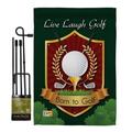 Breeze Decor BD-SP-GS-109042-IP-BO-D-US13-BD 13 x 18.5 in. Live Laugh Golf Interests Sports Impressions Decorative Vertical Double Sided Garden Flag Set with Banner Pole