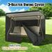 Sunny 3 Seater Patio Canopy Swing Cover - Outdoor Furniture Porch Waterproof Protector Zipper Closure (Black)