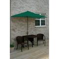 Blue Star Group Terrace Mates Genevieve All-Weather Wicker Java Color Table Set w/ 7.5 -Wide OFF-THE-WALL BRELLA - Forest Green Sunbrella Canopy