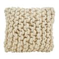 SARO 18 in. Kabru Square Chunky Cable Knit Design Accent Cushion Wool Down Filled Throw Pillow - Ivory
