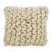 SARO 18 in. Kabru Square Chunky Cable Knit Design Accent Cushion Wool Down Filled Throw Pillow - Ivory