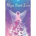 Toland Home Garden Hope Faith Love Ribbon Breast Cancer Flag Double Sided 12x18 Inch