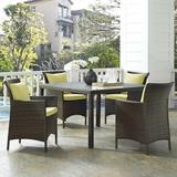 Modway Conduit 5 Piece Outdoor Patio Wicker Rattan Set in Brown Peridot