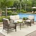 Crosley Furniture Tribeca 4 Piece Outdoor Wicker Seating Set With Sand Cushions - Loveseat 2 Arm Chairs And Coffee Table