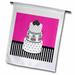 3dRose Black and White Damask Cake on Hot Pink - Garden Flag 12 by 18-inch