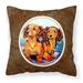 Carolines Treasures 7022PW1414 Long Hair Red Dachshund Two Peas Fabric Decorative Pillow 14Hx14W multicolor