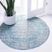 Unique Loom Timeworn Indoor/Outdoor Traditional Rug Light Aqua/Gray 4 1 Round Geometric Traditional Perfect For Patio Deck Garage Entryway