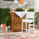 SAFAVIEH Bethel Contemporary Outdoor Patio Rattan Bar Stool White