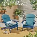 Ariel Outdoor Acacia Wood Folding Adirondack Chairs with Cushions (Set of 2) Navy Blue and Dark Teal