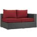 Modern Contemporary Urban Design Outdoor Patio Balcony Garden Furniture Lounge Loveseat Sofa Sunbrella Rattan Wicker Red