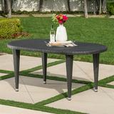 Warner Outdoor 69 Inch Wicker Oval Dining Table Grey