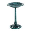 Outsunny 28 Pedestal Bird Bath Bowl Tall Garden Resin Free Standing - Green