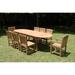 Teak Dining Set:8 Seater 9 Pc - 94 Double Extension Oval Table 6 Armless and 2 Arm / Captain Devon Chairs Outdoor Patio Grade-A Teak Wood WholesaleTeak #WMDSDV4