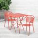 Emma + Oliver Commercial Grade 28 Square Coral Folding Patio Table Set-2 Round Back Chairs