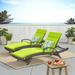 Anthony Outdoor Wicker Armed Chaise Lounges with Cushions Set of 2 Grey Green