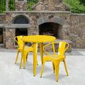 Flash Furniture 30 -inch Round Metal Indoor-Outdoor Table Set Yellow
