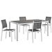 Modern Contemporary Urban Design Outdoor Patio Balcony Garden Furniture Side Dining Chair and Table Set Aluminum Metal Steel Black