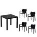 5 Piece Patio Dining Set with Resin Dining Table and Dining Chair in Black