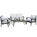 Brevin Outdoor 4-piece Wicker Seating Set and Cushions Grey
