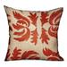 Plutus Brands Claret Leaflet Orange Paisley Luxury Outdoor/Indoor Throw Pillow