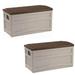 Suncast 73 Gallon Outdoor Patio Resin Deck Storage Box w/ Wheels Taupe (2 Pack)