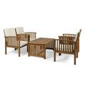 Contemporary Home Living 5pc Brown and Cream Handcrafted Outdoor Club Chairs with Coffee Table 40