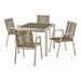 GDF Studio Adella Outdoor Aluminum and Rope 5 Piece Dining Set Gray Wicker Silver and Taupe