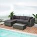 Outsunny 5pc Outdoor Wicker Furniture Set Table 3 Seats Charcoal