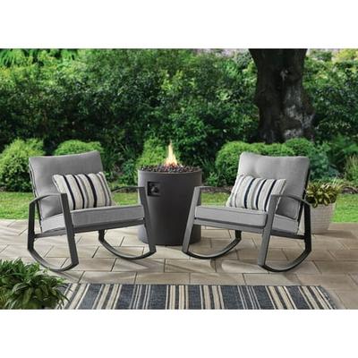 Steel Cushioned Rocking Chair Set, Mainstays Outdoor Wood Porch Rocking Chair Black