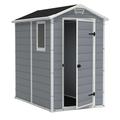 Keter Manor 4 x 6 Resin Storage Shed All-Weather Plastic Outdoor Storage Gray and White