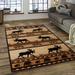 Brown Nature Wildlife Outdoor Cabin Bear with Fish Area Rug (3 9 x 5 1 )