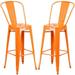 A Line Furniture Industrial Orange Bistro Style Metal Barstool 2 Stools