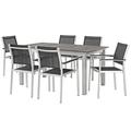 Modern Contemporary Urban Design Outdoor Patio Balcony Garden Furniture Side Dining Chair and Table Set Aluminum Metal Steel Black