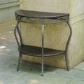 International Caravan International Caravan Valencia Resin Wicker/Steel Two Tier Half Moon Wall Table-Color:Chocolate