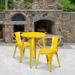 Flash Furniture 24 Round Metal Indoor-Outdoor Table Set with 2 Arm Chairs Yellow