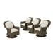 Lawrence Outdoor Wicker Swivel Club Chairs with Cushions Brown Ceramic Grey