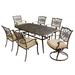 Hanover Traditions 7-Piece Outdoor Dining Set of Four Dining Chairs Two Swivel Chairs and a 38 x 72 in. Table