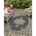 Unique Loom Antique Indoor/Outdoor Traditional Rug Charcoal Gray/Natural 7 1 x 10 Rectangle Medallion Traditional Perfect For Patio Deck Garage Entryway