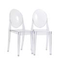 Modern Contemporary Kitchen Clear Dining Chairs Set of Two Clear (Outdoor and Indoor)